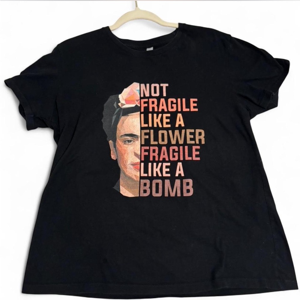 Women’s Black Graphic Tee with Frida Kahlo photo